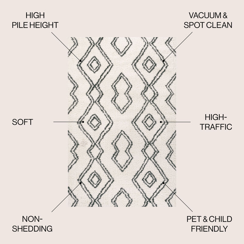 Deia Moroccan Style Diamond Shag Area Rug