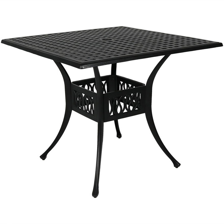 Sunnydaze 35 in Cast Aluminum Square Patio Dining Table - Black