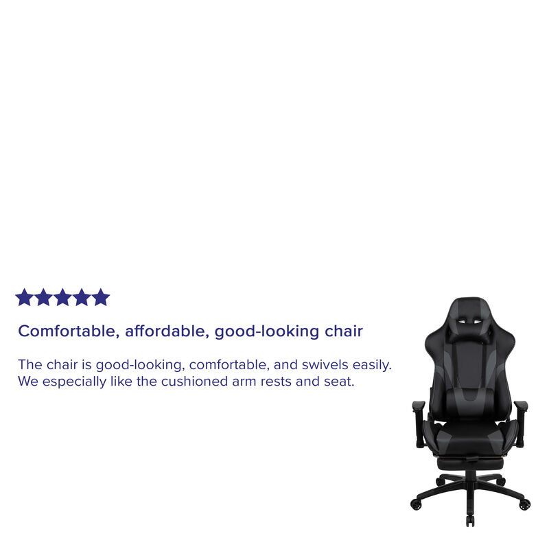 X30 Gaming Chair Racing Office Ergonomic Computer Chair with Reclining Back and Slide-Out Footrest in   LeatherSoft image number 2