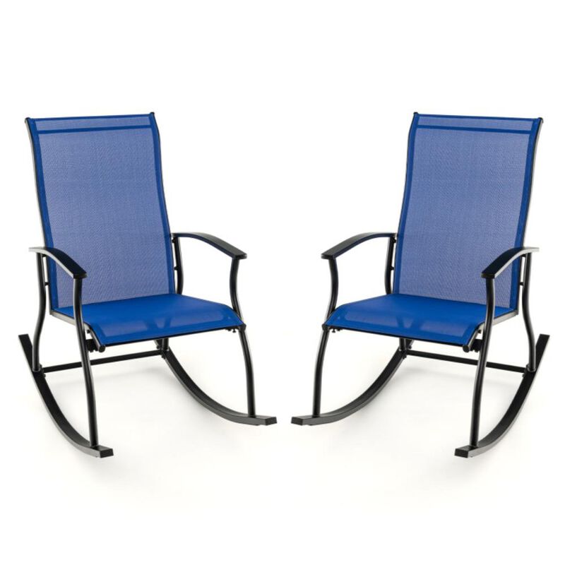 Hivvago 2 Pieces Outdoor Rocking Chairs with Breathable Backrest