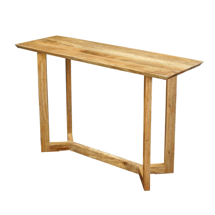 Nina Console Table | 48" Rectangular Top | Open Frame with Trestle Base | Natural Brown Mango Wood