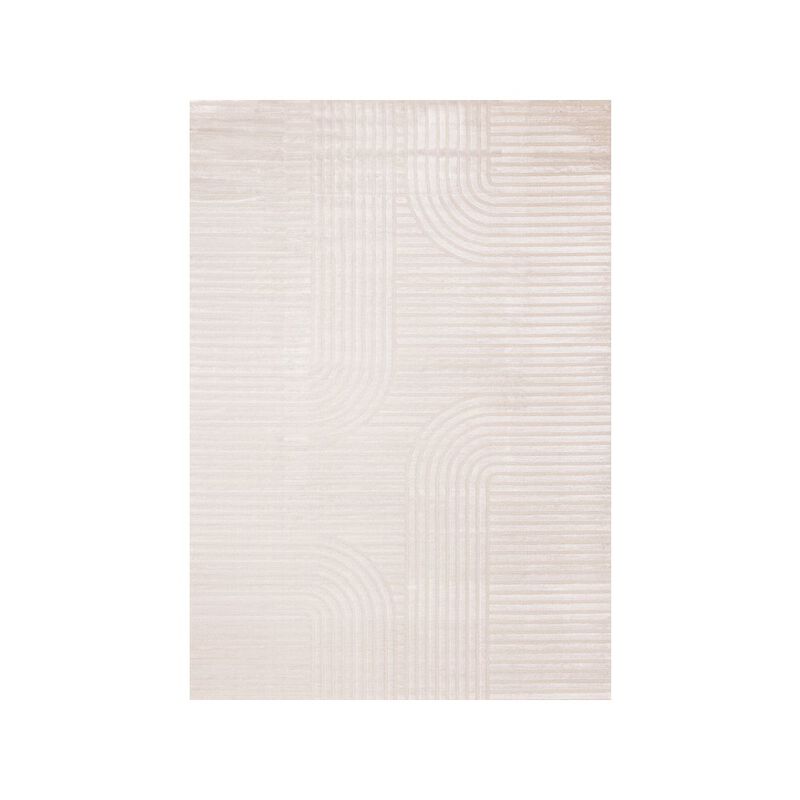 Novelle Home Logan Modern Curved Lines Soft Cream Textured Area Rug, 7'10'' x 10'6'' image number 0