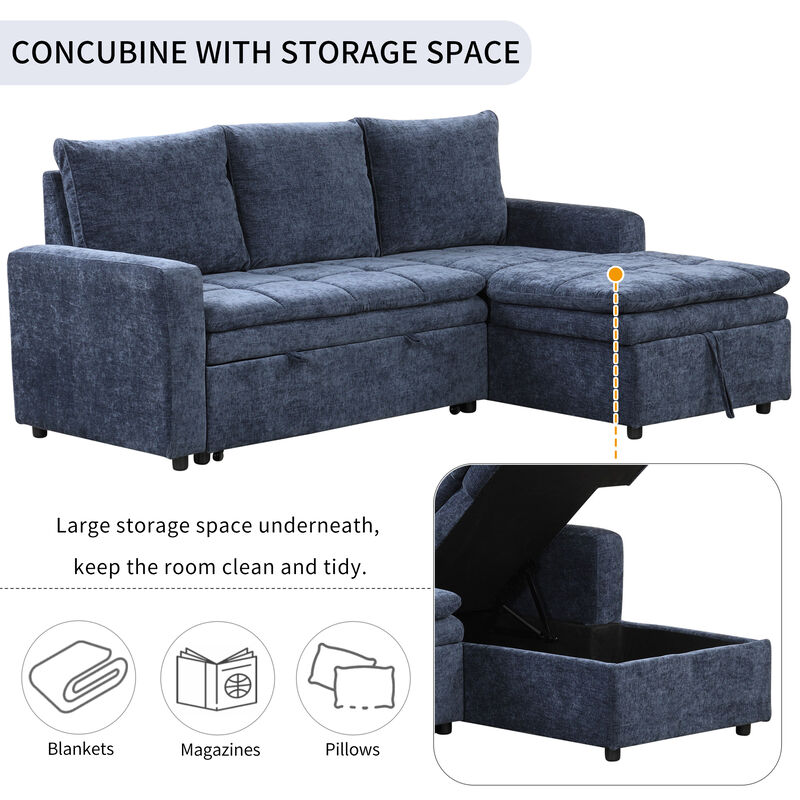 Merax Polyester Sectional Sofa Bed with Storage Space