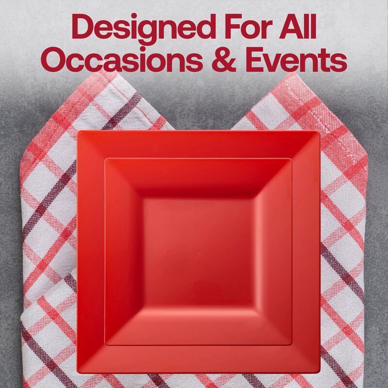 6.5" Red Square Plastic Salad Plates (120 Plates) image number 6