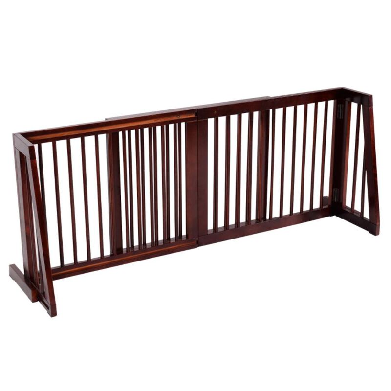 Hivvago Folding Adjustable Free Standing 3 Panel Wood Fence