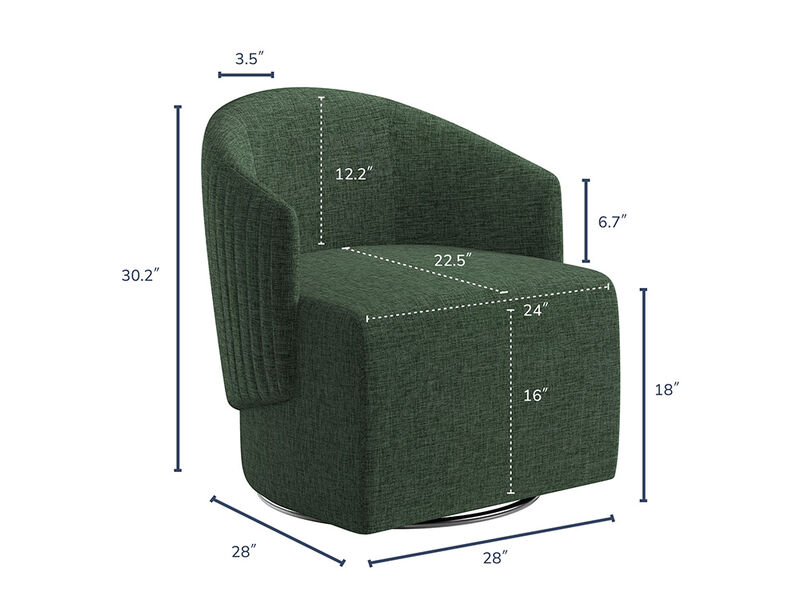 BELLEZE Swivel Accent Chair, Modern Upholstered Swivel Armchair 360 Degree Barrel Chair Comfy Corner Chair for Living Room Bedroom - Malta (Green)