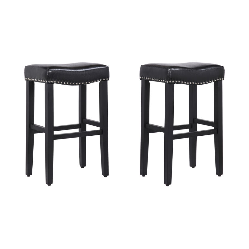 WestinTrends 29" Upholstered Saddle Seat Bar Stool (Set of 2)