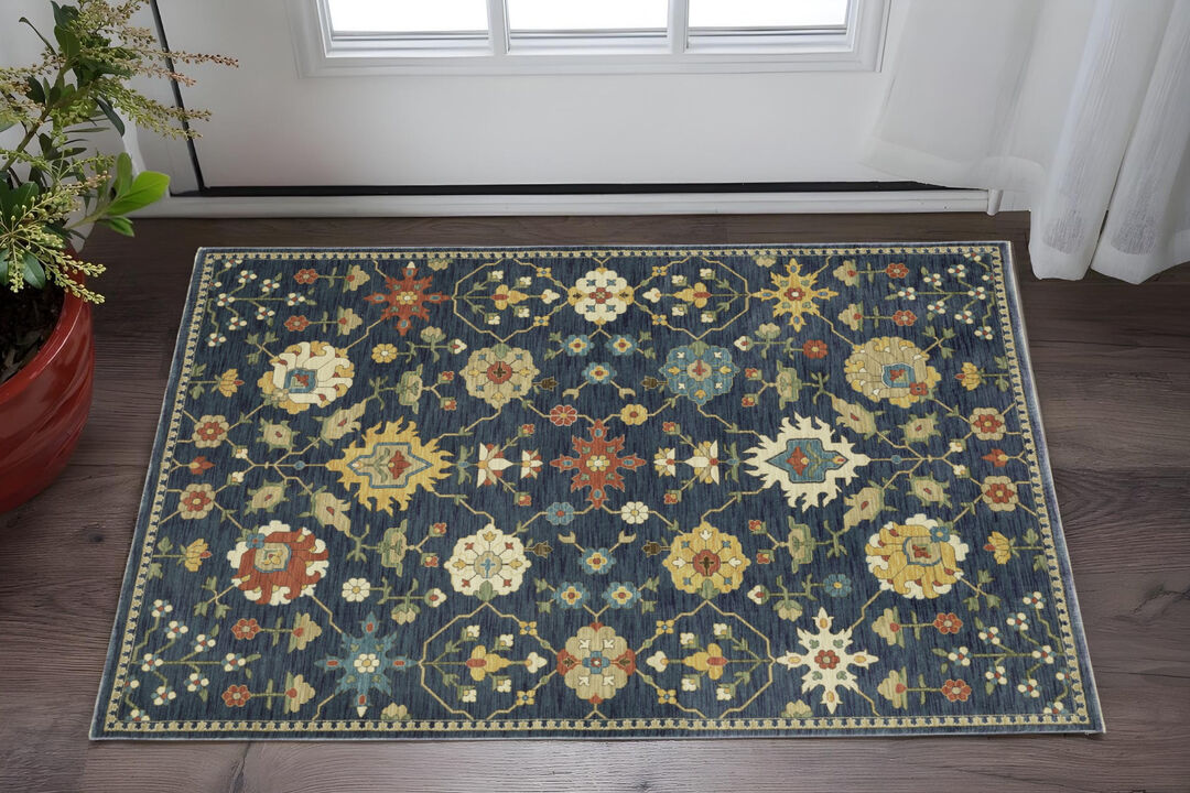 HomeRoots Oriental Area Rug With Fringe