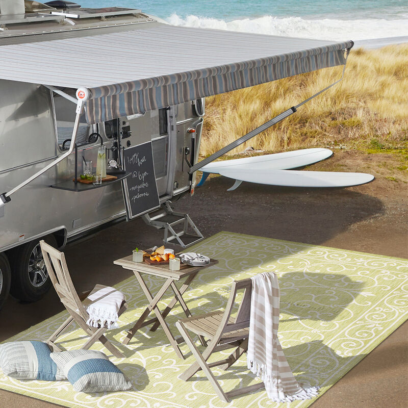 Charleston Vintage Filigree Textured Weave Indoor/Outdoor Area Rug