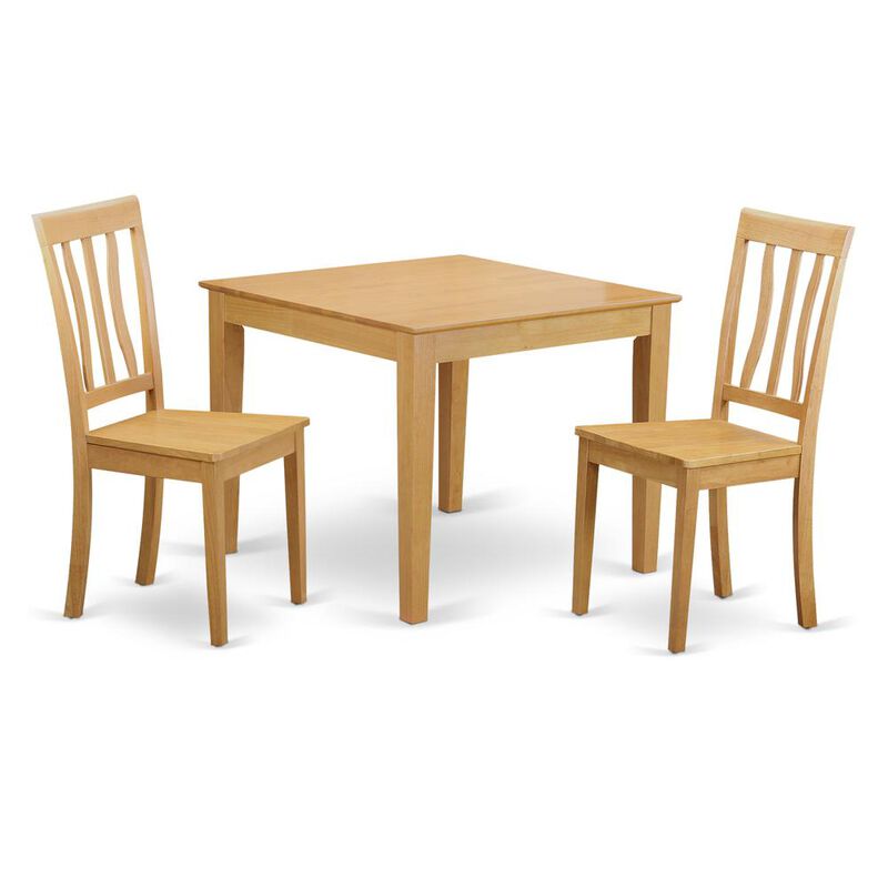 3 Pc small Kitchen Table and Chairs set -square Kitchen Table and 2 Dining Chairs