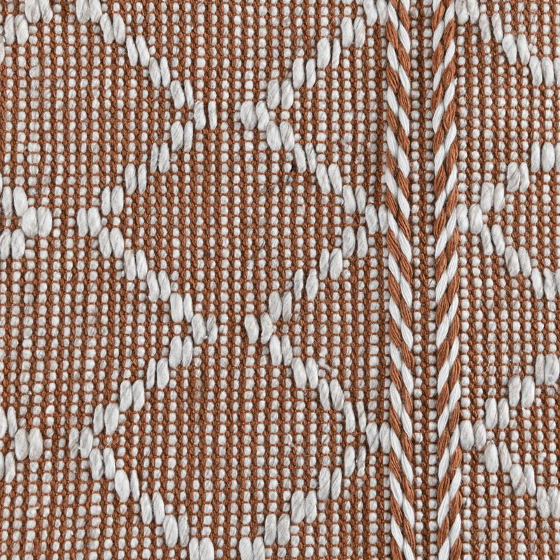 Solk 2 x 3 Small Area Rug, Woven Polyester, Moroccan Lattice, Ivory, Brown