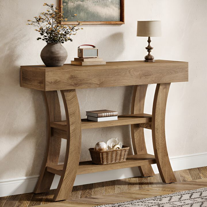 Sofa Console Table with Storage Shelves for Entryway and Hallway