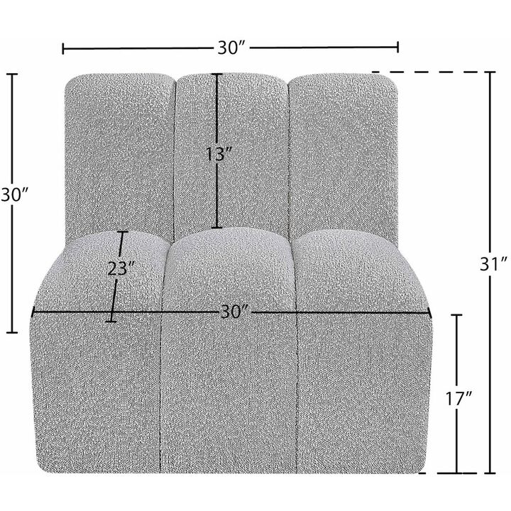 Meridian Furniture Arc Grey Boucle Fabric Straight Chair