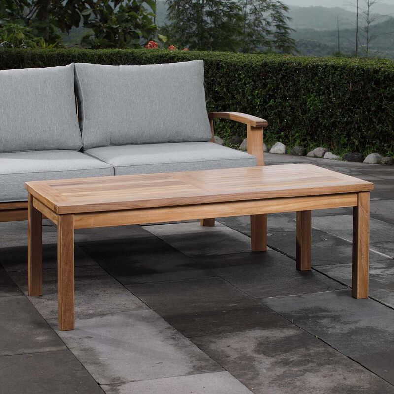 Modway Marina Outdoor Patio Teak Rectangle Coffee Table