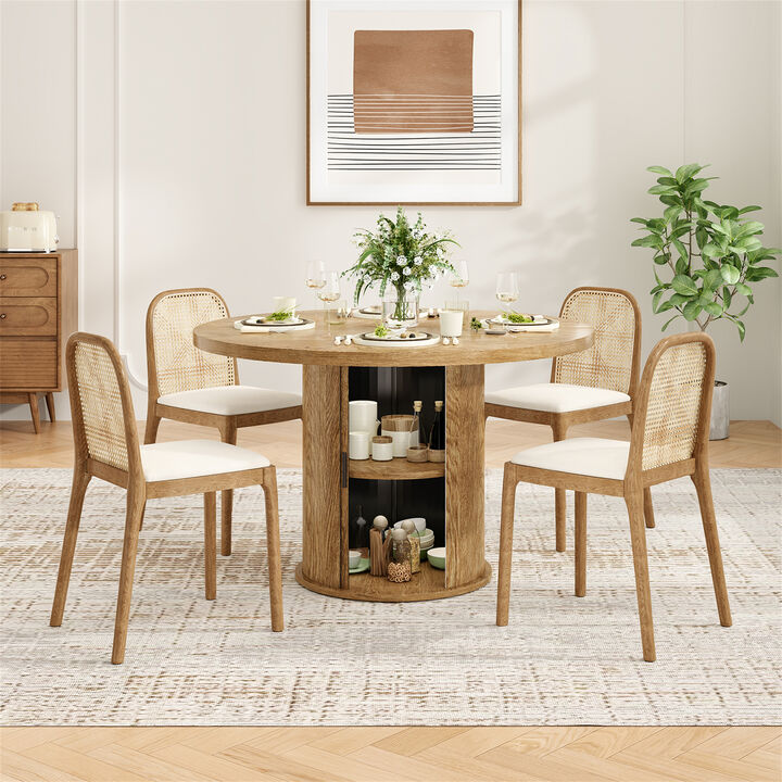 43" Round Wood Dining Table for 4 People