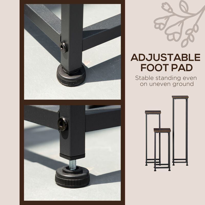 Outdoor Plant Stand Set: 3 Display End Tables, Corner Planter Pot Racks for Home, Patio image number 5