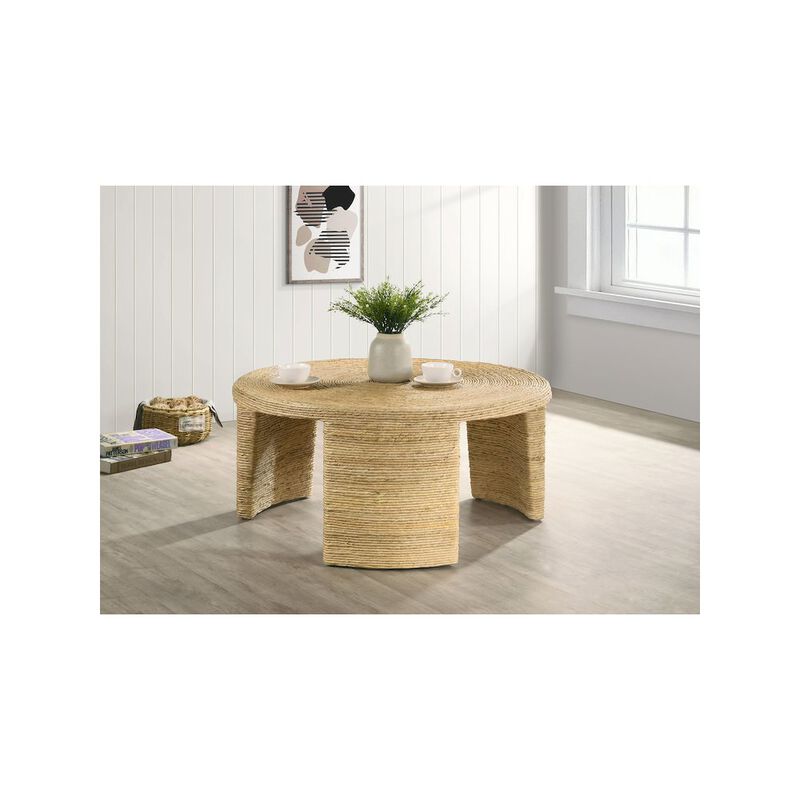 Coaster Co. of America Artina Woven Rattan Round Coffee Table Natural Brown