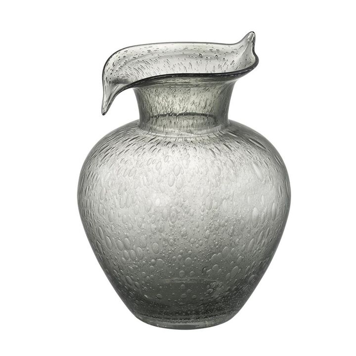 HomeRoots 10" Light Gray Bubble Glass Round Table Vase