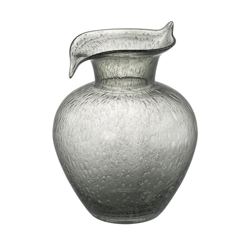 HomeRoots 10" Light Gray Bubble Glass Round Table Vase image number 0