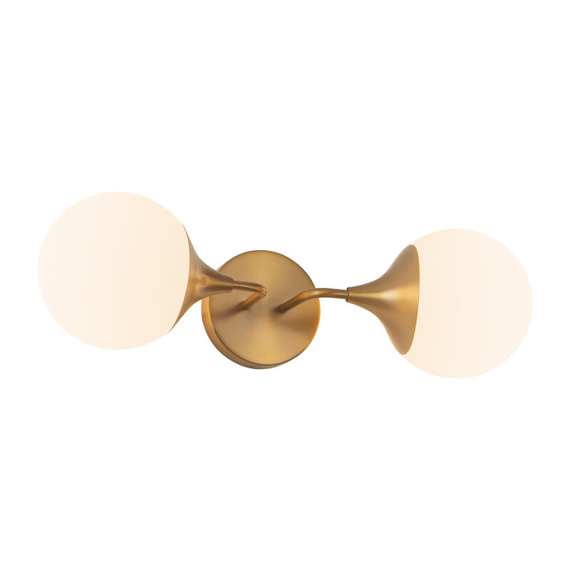 Nouveau 19-in Aged Gold/Opal Matte Glass 2 Lights Damp-Rated Wall/Vanity Light image number 3