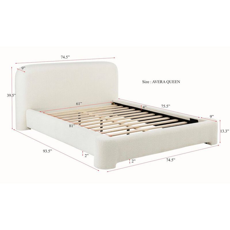 Best Master Furniture Upholstered Burlap Platform Bed Frame, Queen, Cream image number 3