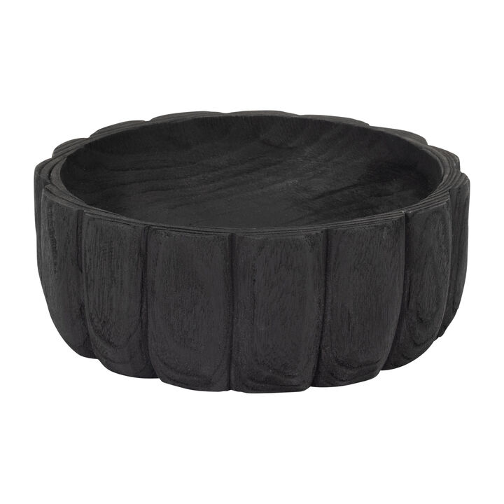 Wood, 9" Scalloped Bowl, Black