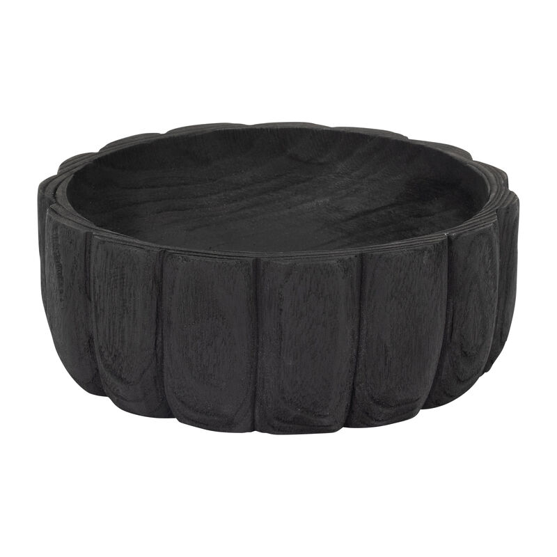 Wood, 9" Scalloped Bowl, Black image number 1