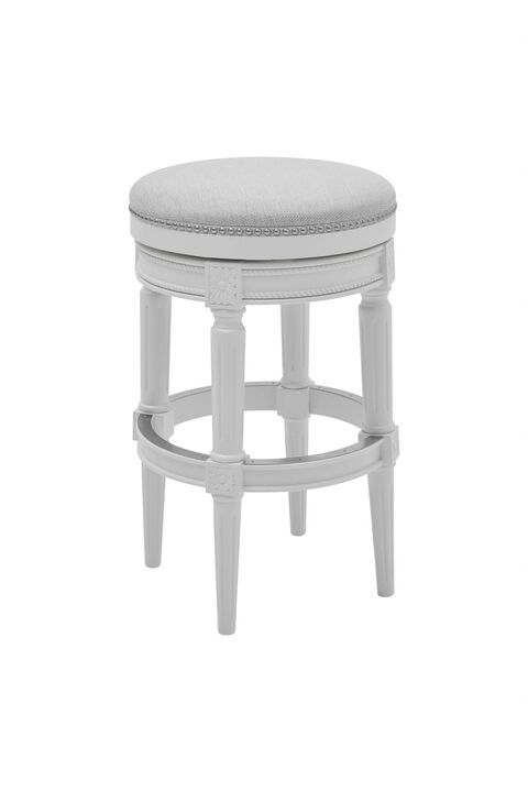 Solid Wood Bar Height Stool with Swivel Seat and Footrest, Backless Counter Chair