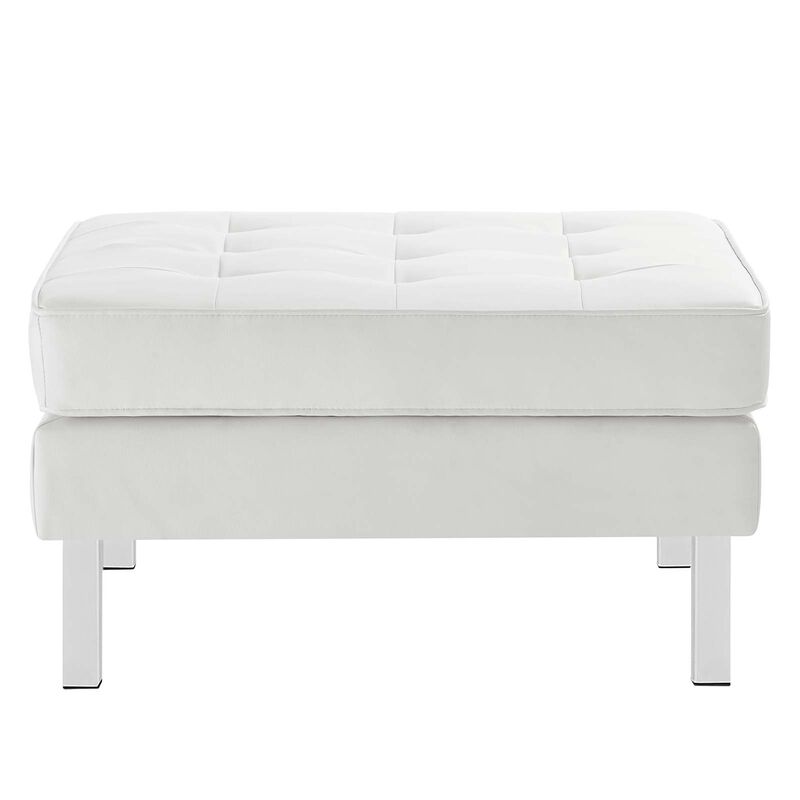 Loft Tufted Vegan Leather Ottoman image number 2
