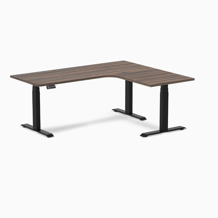 Desky L-Shape Curved Laminate Sit Stand Desk