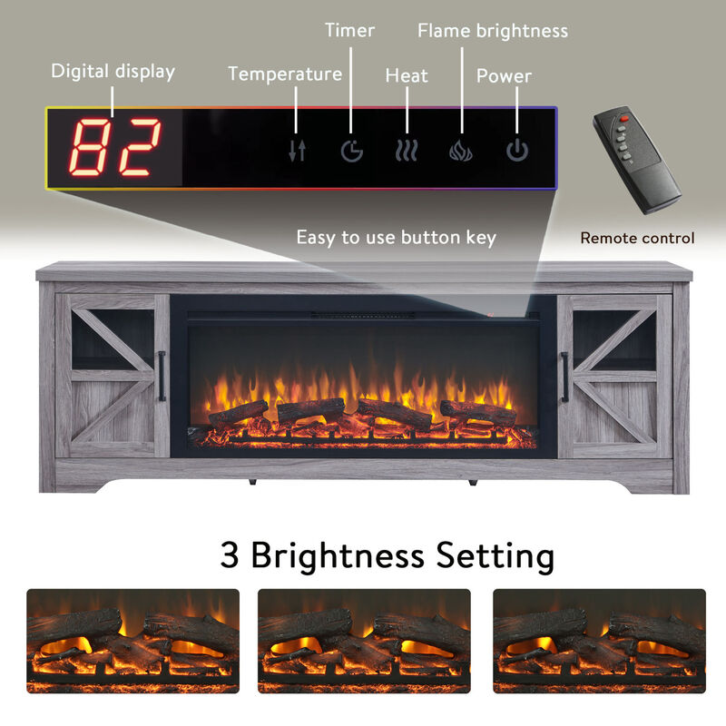 Streamdale 75'' Fireplace TV Stand for TVs up to 80'',with 44'' Electric Fireplace image number 7
