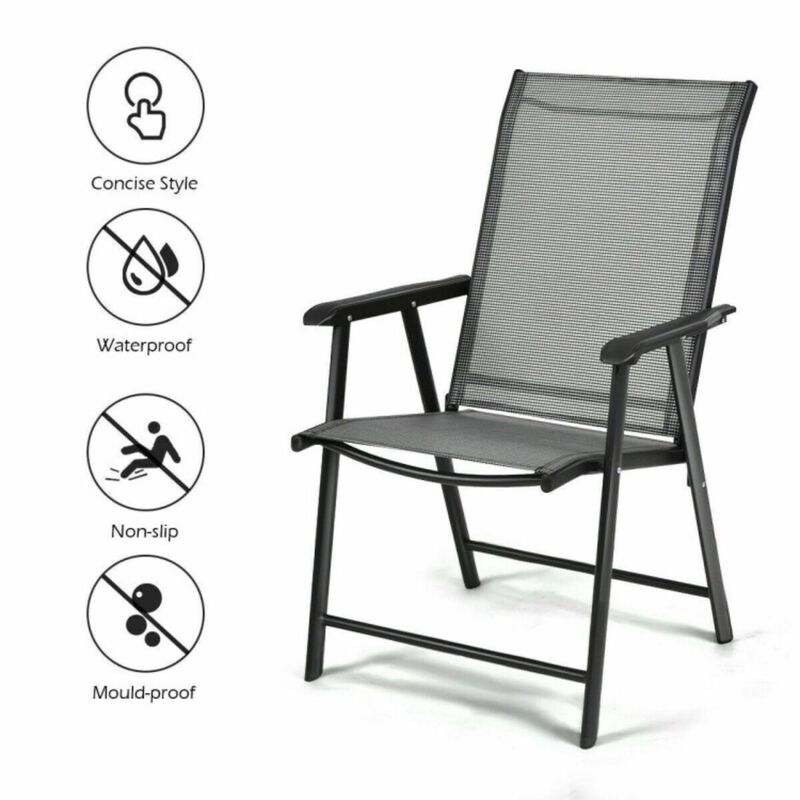 Hivvago Set of 2 Outdoor Patio Folding Chair with Ergonomic Armrests