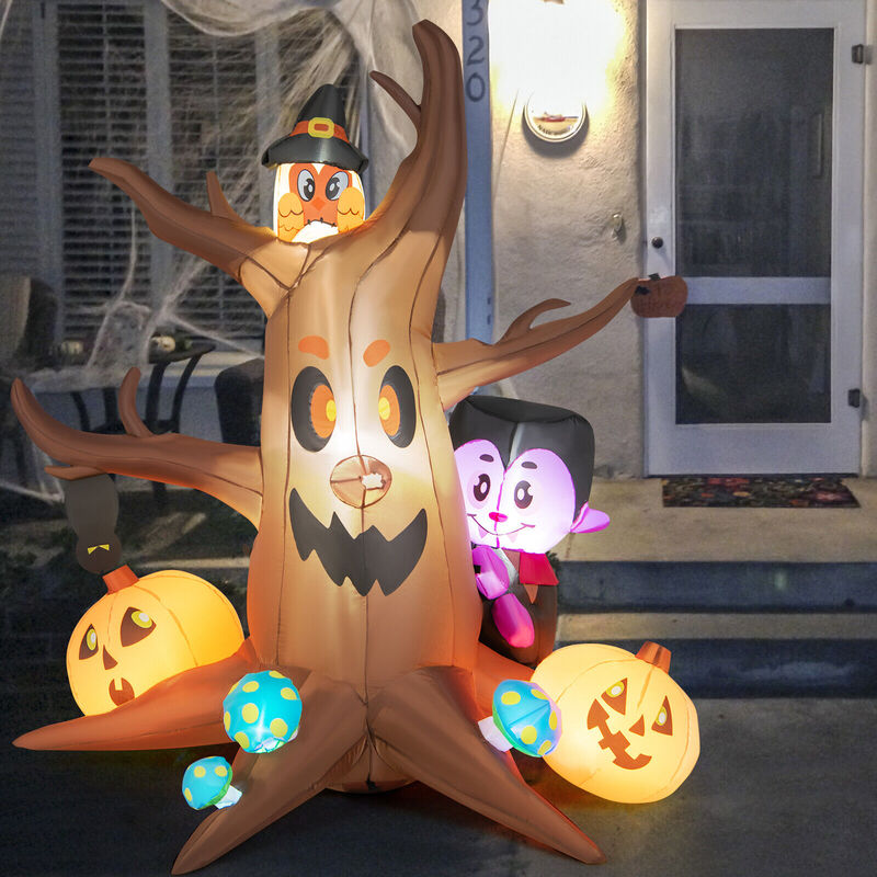 Inflatable Halloween Dead Tree with Pumpkin Blow up Ghost Tree and RGB Lights