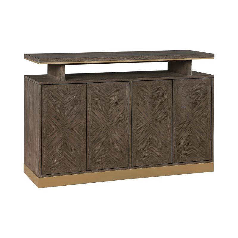 Greta Sideboard Buffet Console 2 Cabinets, Floating Top, Gold, Brown