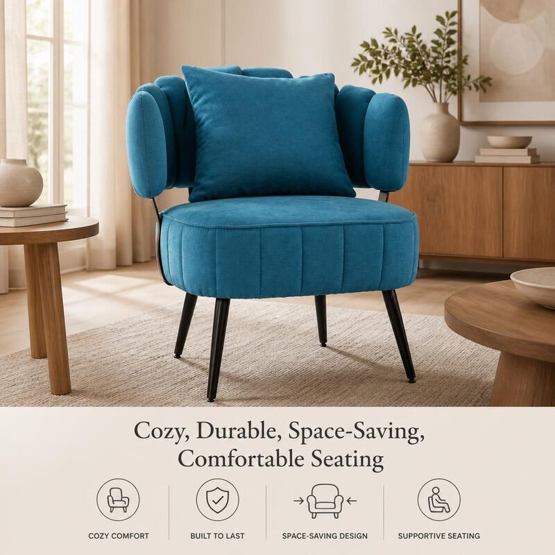 GOODSILO Compact tub accent armchair with pocket coil support, soft chenille upholstery, ideal for small spaces and reading nooks image number 4