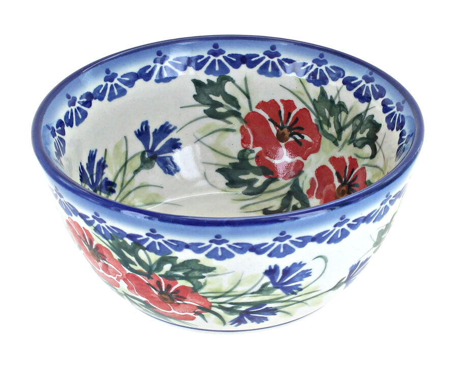Blue Rose Polish Pottery Forget Me Not Dessert Bowl
