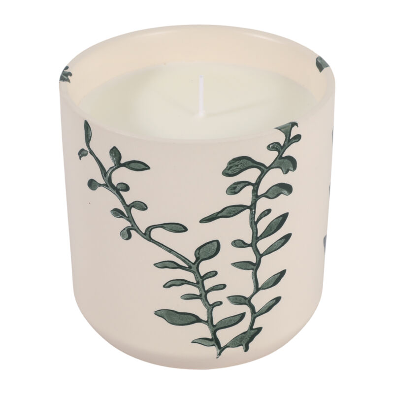 5" 13 Oz Blossom Leaf Print Candle, White/blue image number 2