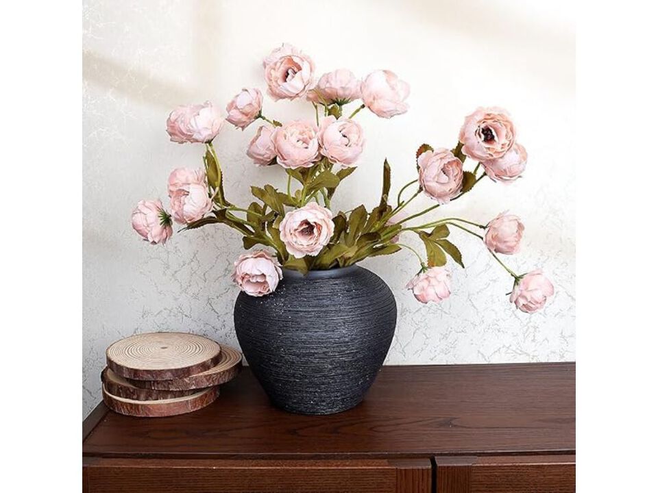 8 Piece Pink Artificial Peony Flower Stems Vase Filler Silk