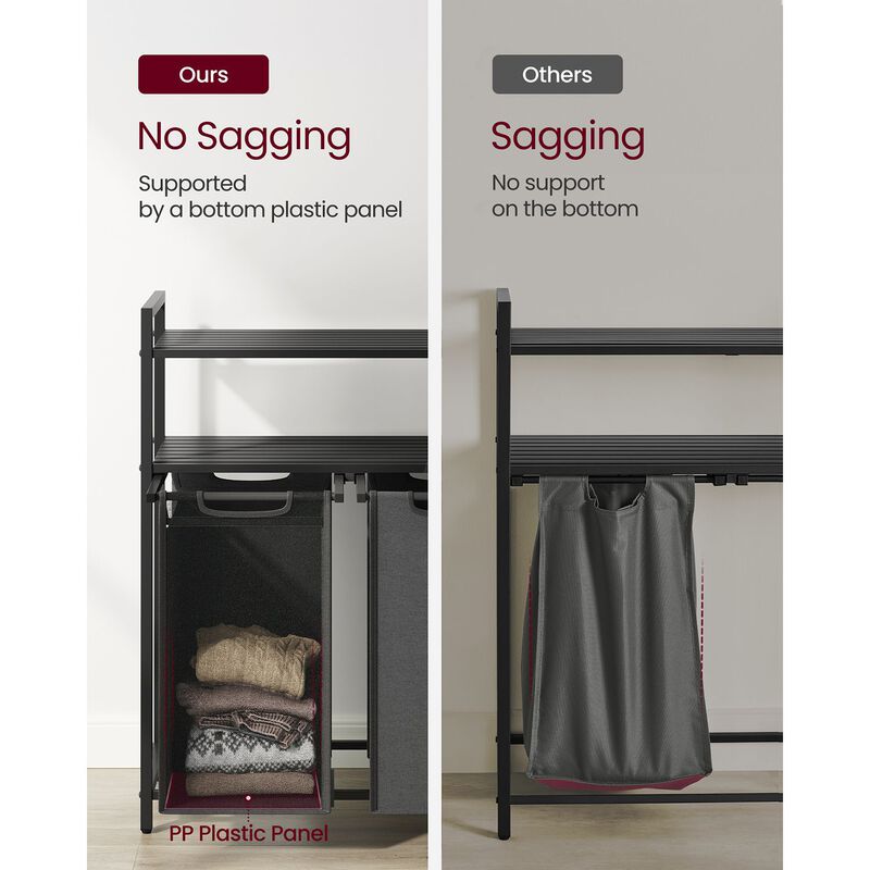 Laundry Hamper with 2 Removable Pull Out Bags Clothes Organizer image number 4