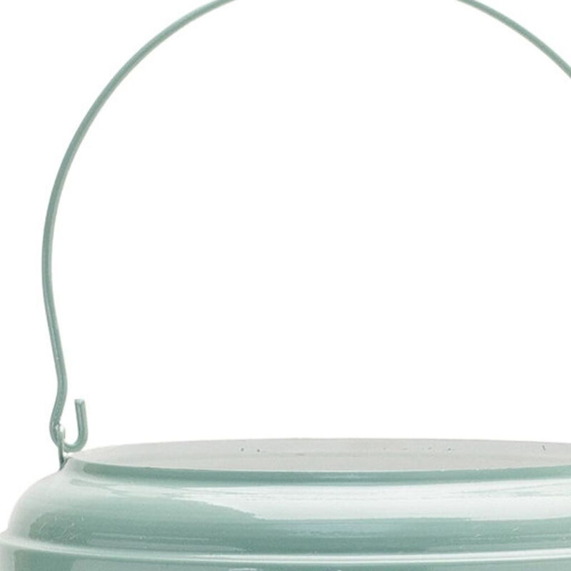 HomeRoots Set of Two Green Abstract Metal Tabletop Lantern Candle Holders image number 3