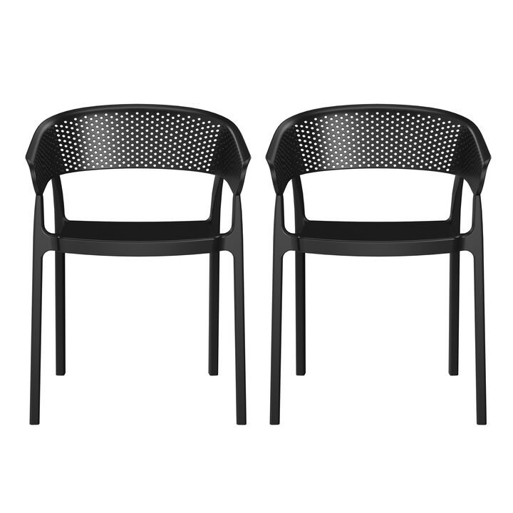 WestinTrends Outdoor Modern Stackable Plastic Resin Patio Dining Armchair (Set of 2)