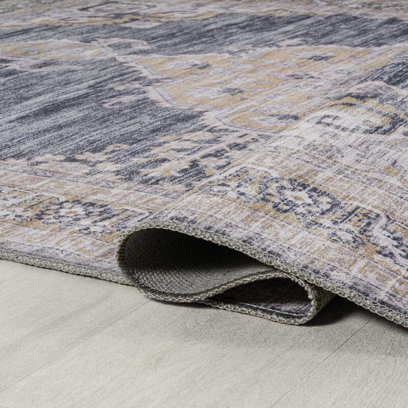 Wincer Chenille Cottage Medallion Machine-Washable Area Rug