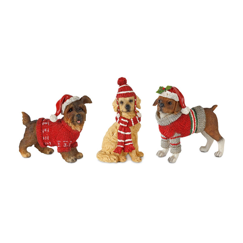 Set of 6  Winter Dogs for Charming Christmas Decorations