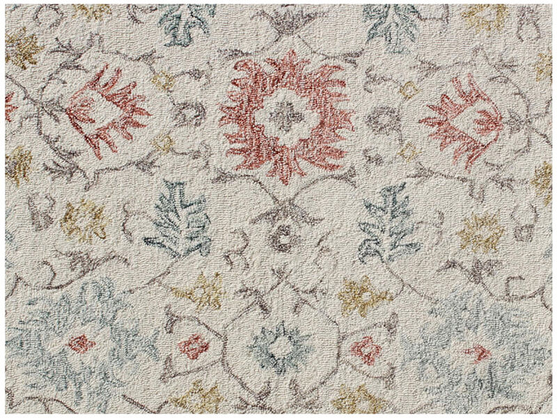 HomeRoots 5' X 8' Ivory and Blue Wool Oriental Hand Tufted Non Skid Area Rug image number 2