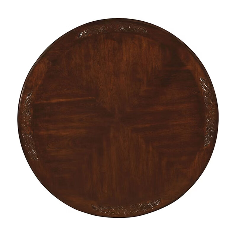 Mina 5pc Dining Table n Chair Set, 48 Inch Round Cherry Brown Wood Top - Benzara