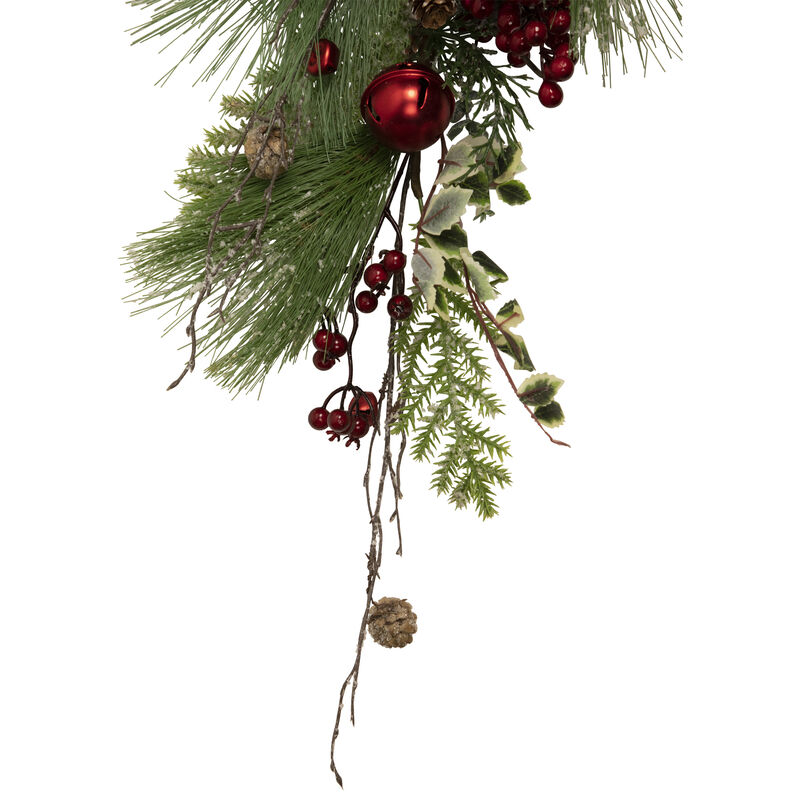 30" Frosted Berries and Pine Cones Artificial Christmas Teardrop Swag - Unlit image number 2