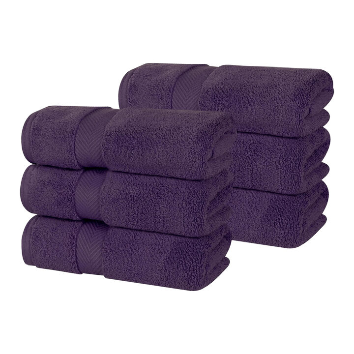 6 Piece Hand Towel Set in Zero Twist Cotton for Bathroom and Guest Use