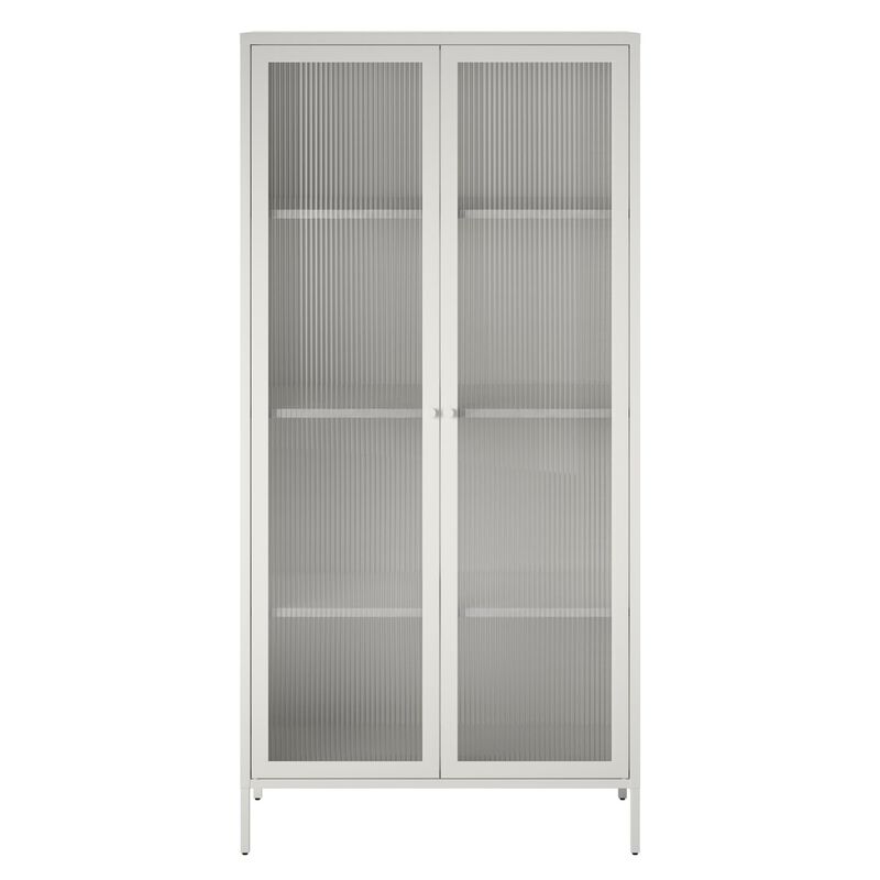 Shadwick Tall 2 Door Storage Cabinet-Fluted Glass Metal Locker
