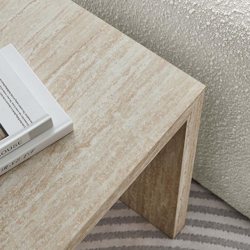 Mirella Faux Travertine Side Table image number 7