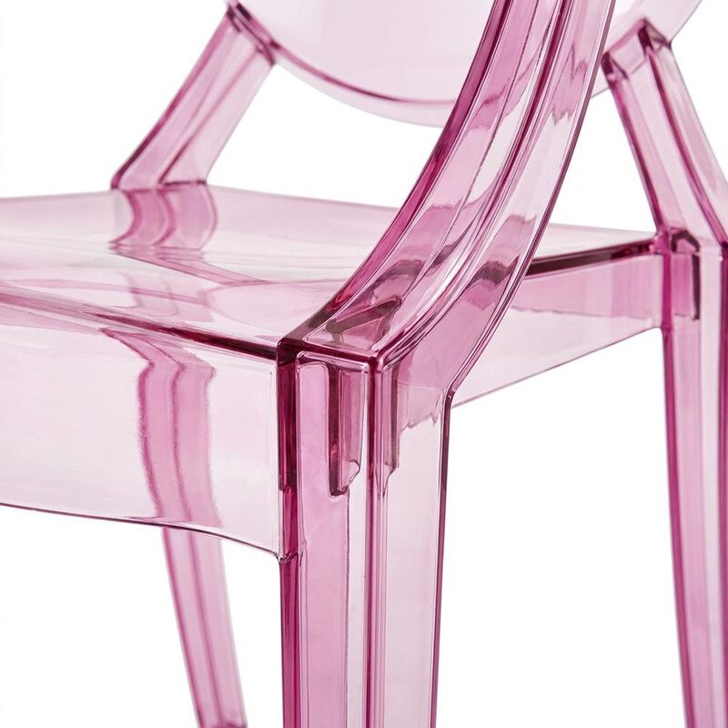Acrylic Stackable Dining Armchair, Contoured Back, Blue image number 4